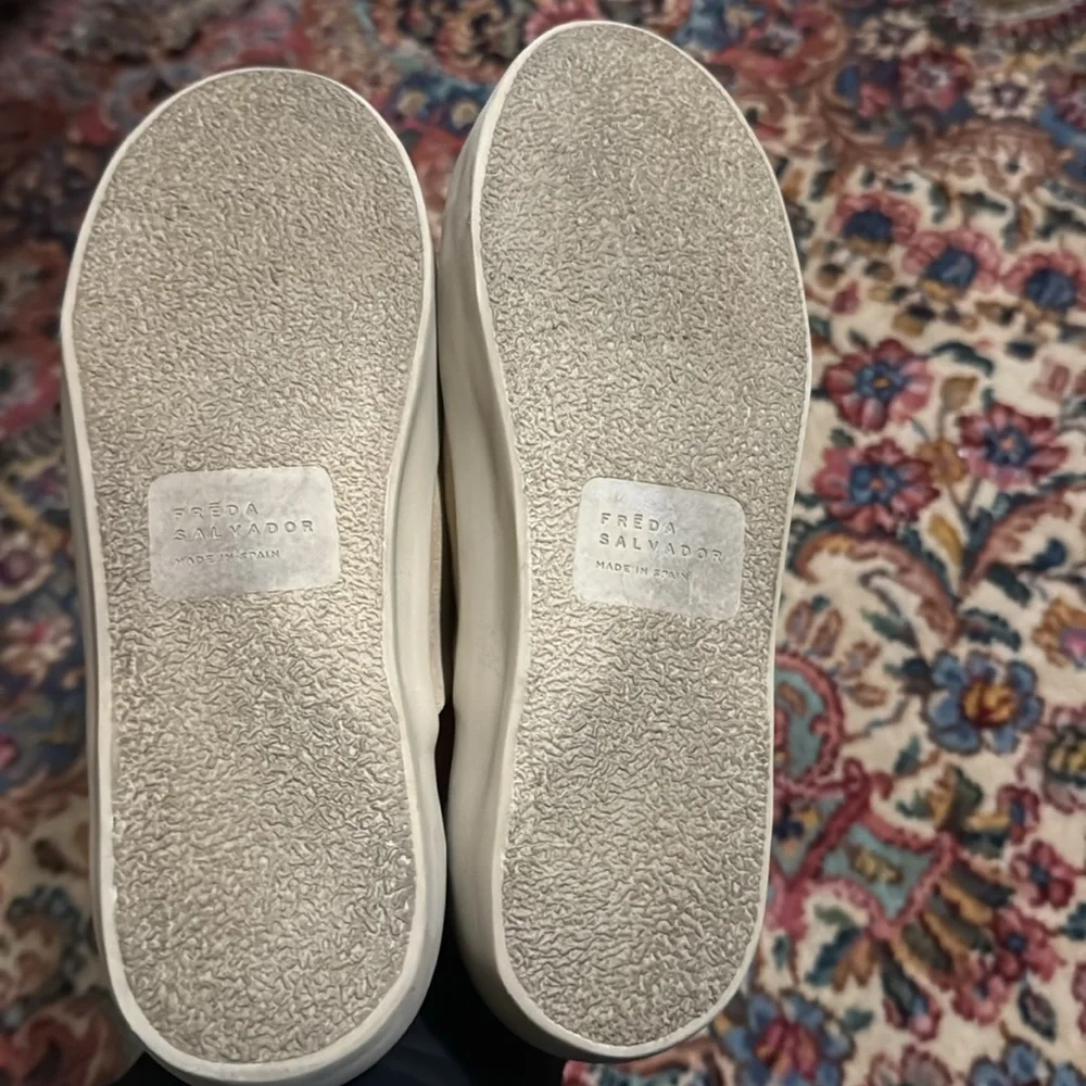 Freda Salvador Beige Suede Triple-Strap Sneakers